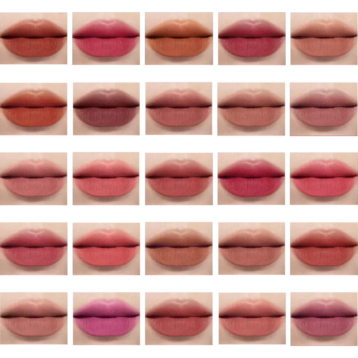 Private label 12 shade lip palette swatches on lips color chart provided by MCcosme manufacturer.