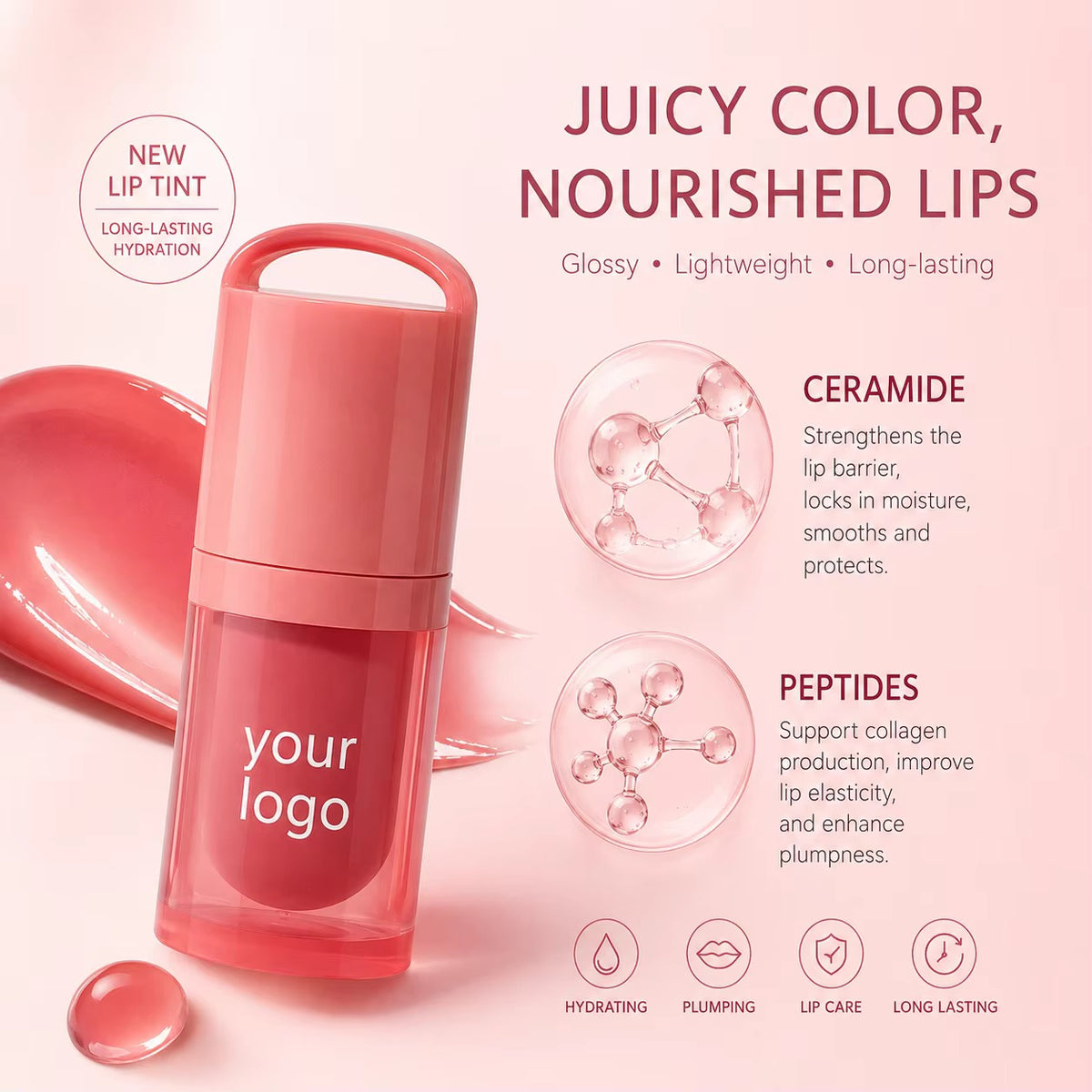 Private Label Hydrating &amp; Lightweight Oil Lip Tint (Model LG-13)