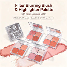 Private Label Soft-Focus Blurring Blush &amp; Highlighter Palette (Quad Compact)