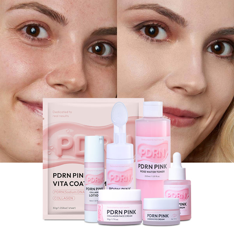 Private Label PDRN Pink Collagen Anti-Aging Skincare Set (7-Piece Regimen)