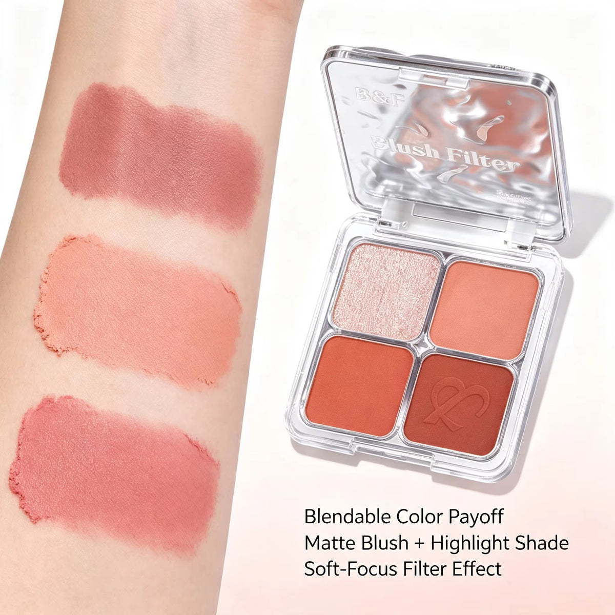 Private Label Soft-Focus Blurring Blush &amp; Highlighter Palette (Quad Compact)