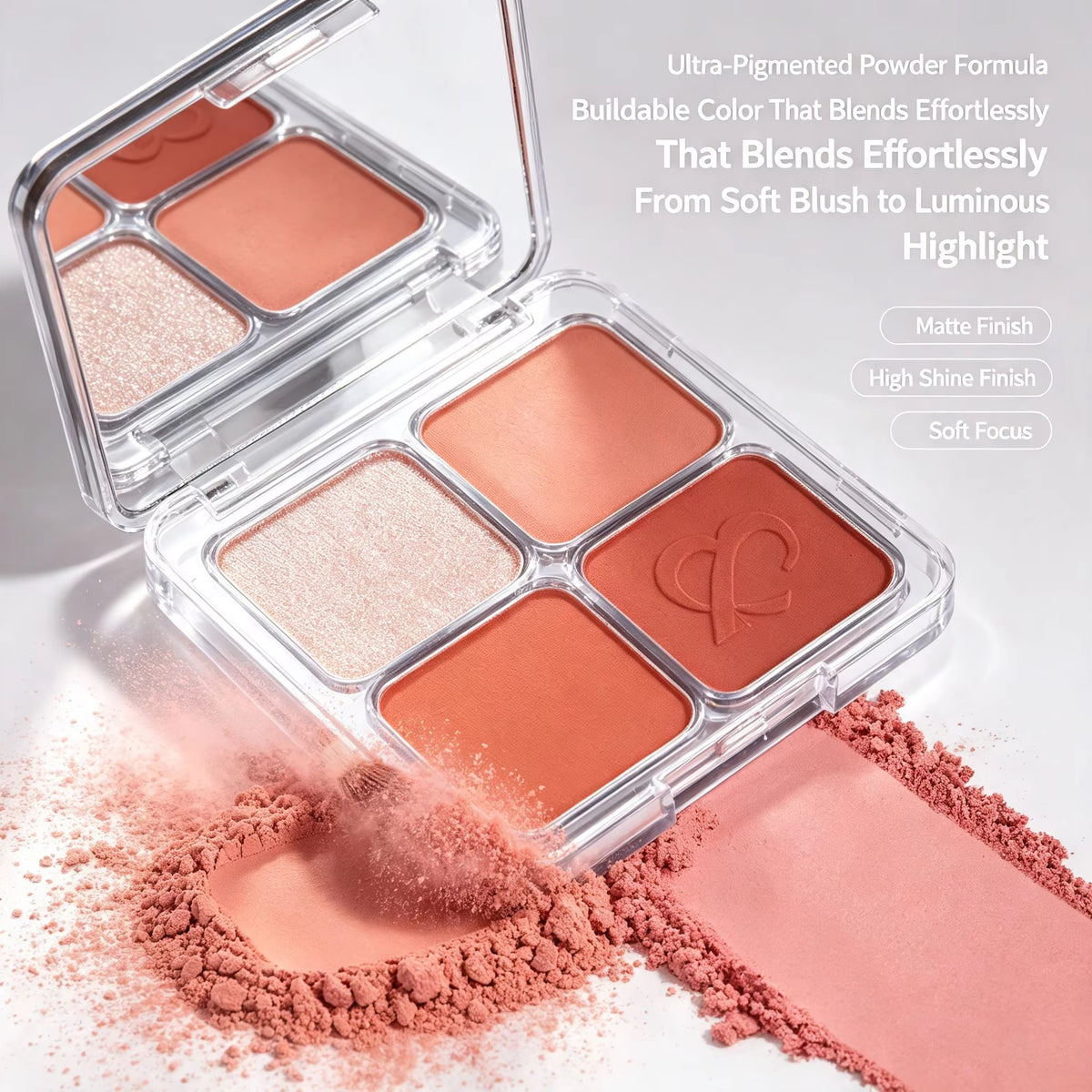 Private Label Soft-Focus Blurring Blush &amp; Highlighter Palette (Quad Compact)