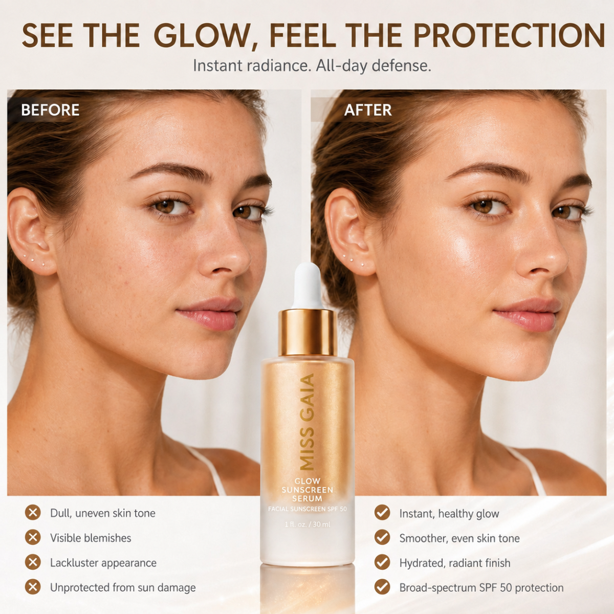 Private Label Pearlescent Glow Sunscreen Serum SPF 50 (30ml / 1 fl. oz.)