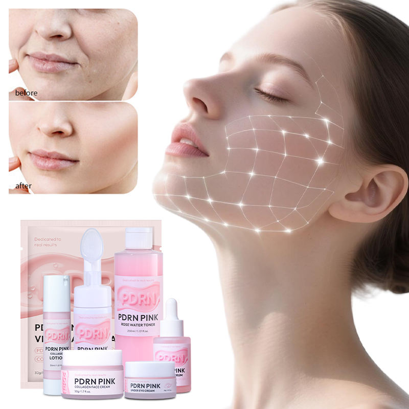 Private Label PDRN Pink Collagen Anti-Aging Skincare Set (7-Piece Regimen)