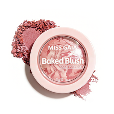 Champagne tone baked highlighter blush with duo-chrome pigments, multi-purpose powder for face illumination