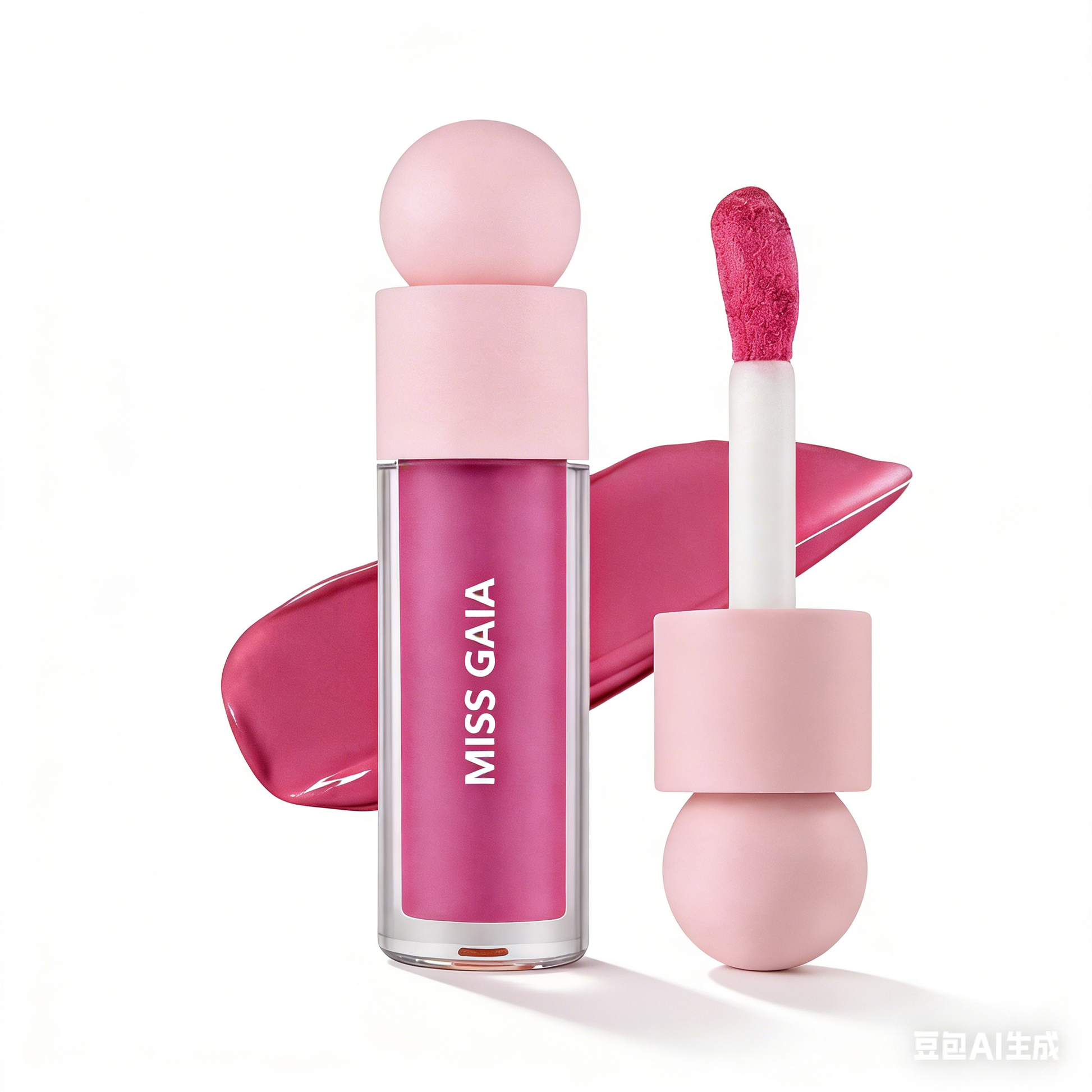 Vibrant cool-tone berry liquid cheek color with custom logo printing, ideal for inclusive beauty brands.