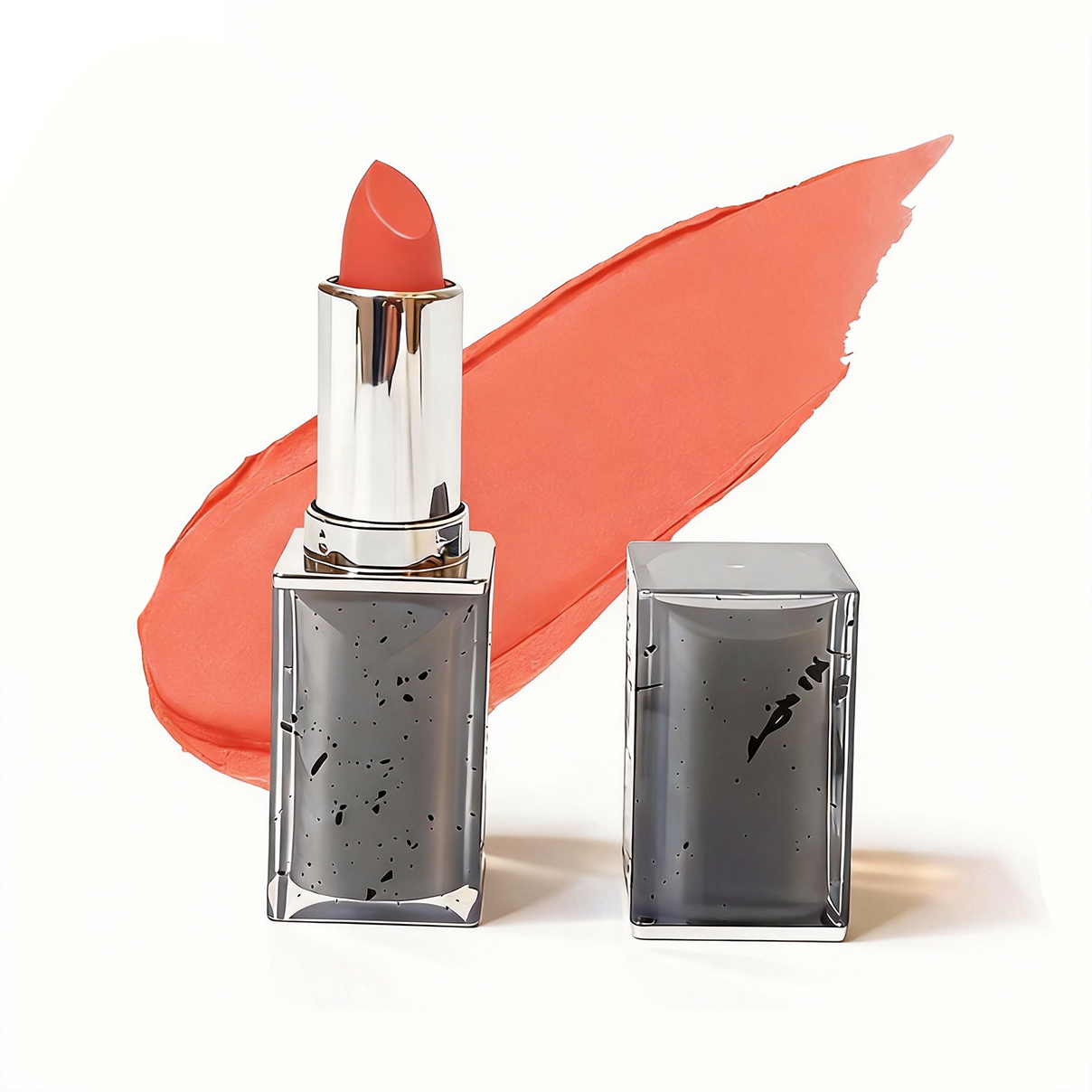 Coral orange creamy matte lipstick available for bulk wholesale. Private label cosmetics by MCcosme.