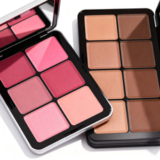 Creamy lip and cheek tint 6 pan palette featuring rose pink shades by MCcosme private label.