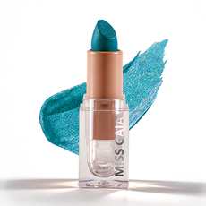 Creative teal green metallic lipstick, perfect for Halloween makeup collections. Sourced from MCcosme supplier.