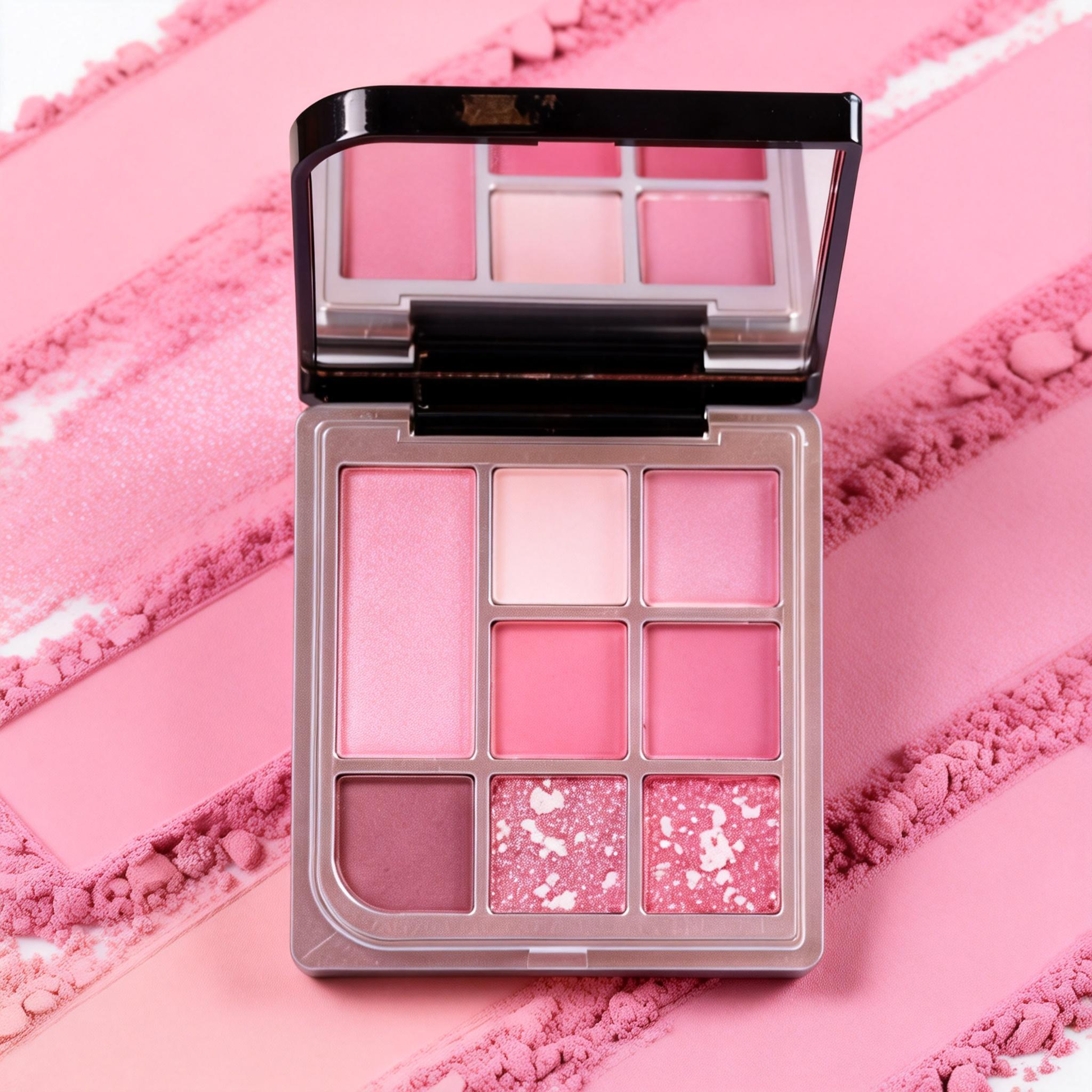 Custom rosy pink 8-color eyeshadow and blush palette for soft glam looks. OEM makeup manufacturer MCcosme.