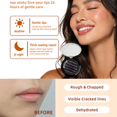 Day and night lip repair sleeping mask infographic. OEM and private label lip care manufacturing by MCcosme.