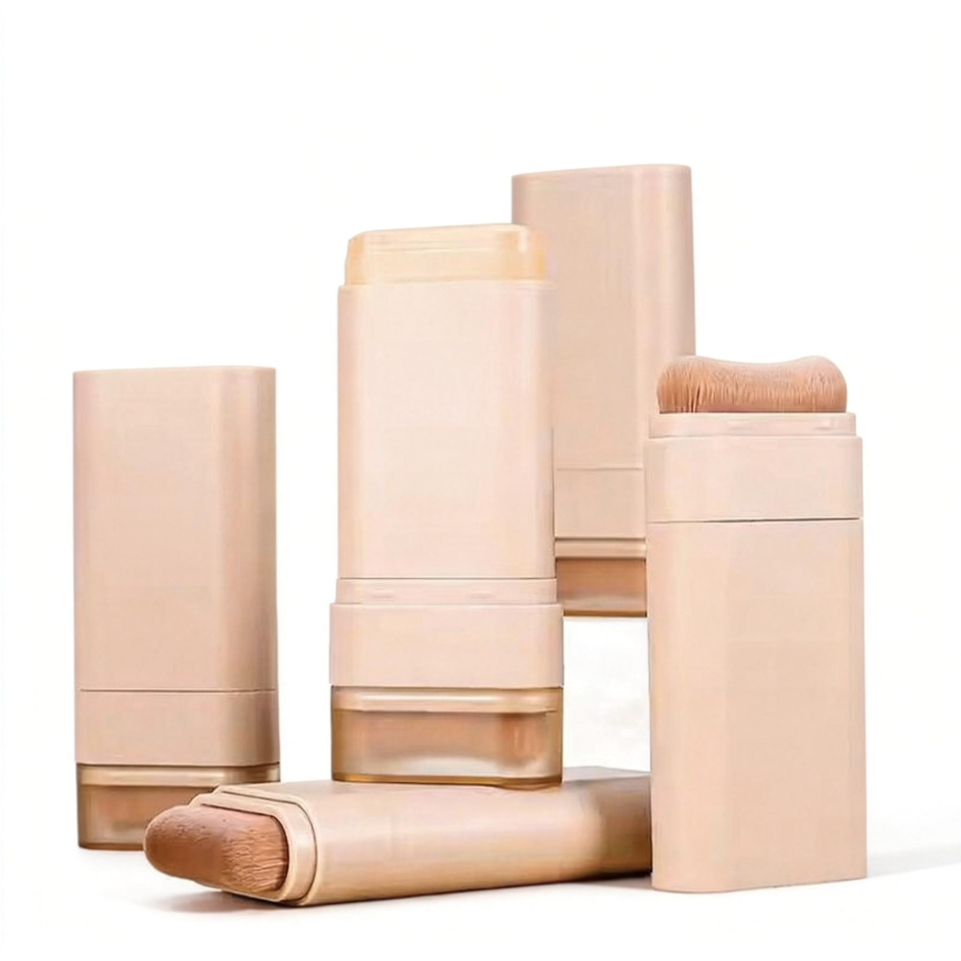 Full coverage cream contour sticks with built in brushes displayed by MCcosme factory.