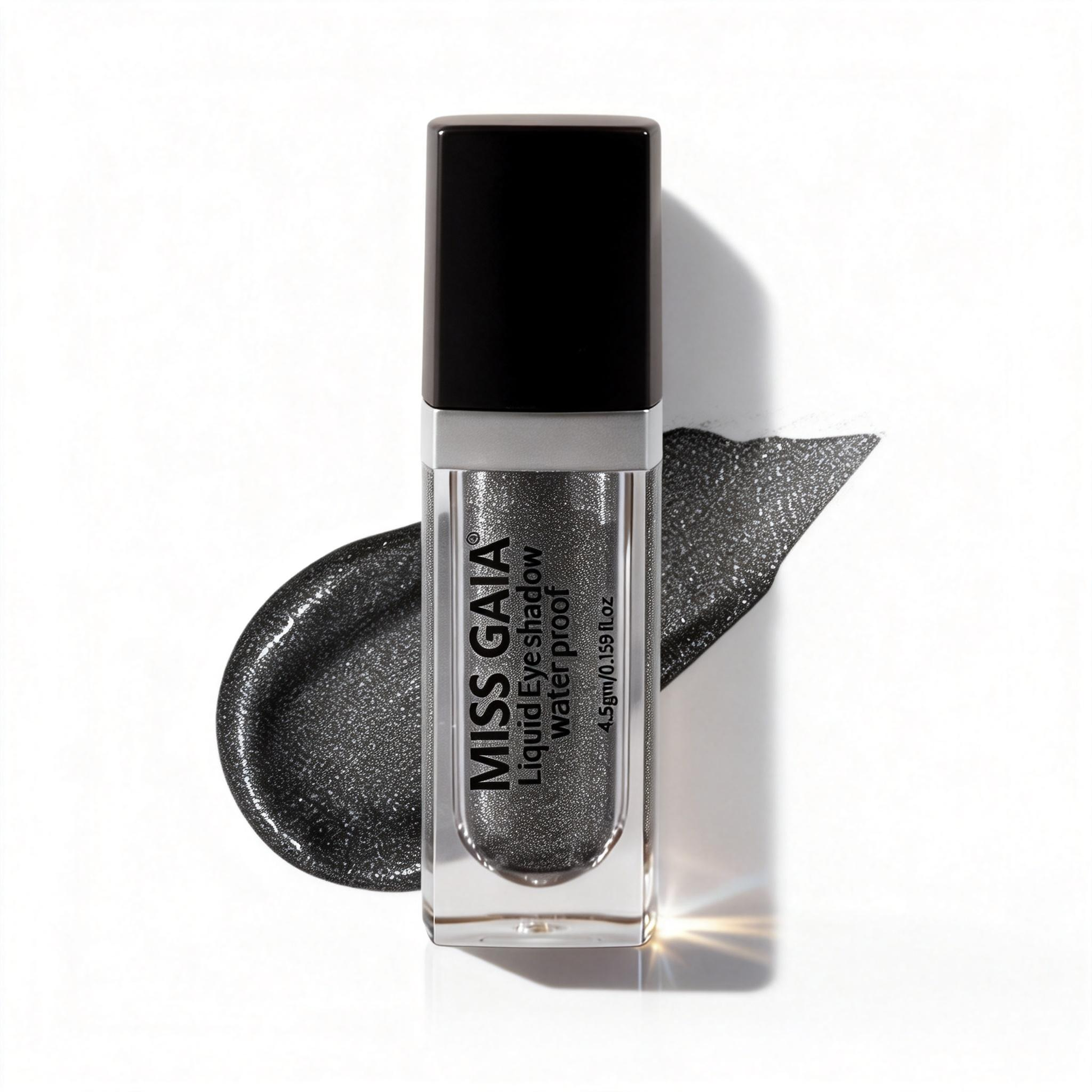 Gunmetal silver liquid glitter eyeshadow. Available for factory wholesale and private label brand creation at MCcosme.
