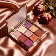 High-end burgundy and gold 9-color eyeshadow palette. Partner with top makeup manufacturer MCcosme.