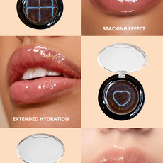High shine glitter lip balm demonstrating a lip stacking effect. Factory direct wholesale cosmetics by MCcosme.