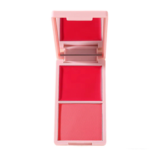 Coral red blush palette offering both matte powder and dewy cream finishes, long-lasting formulation for OEM.