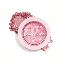 Soft pink luminous baked cheek powder texture, finely milled formula for natural healthy glow makeup.
