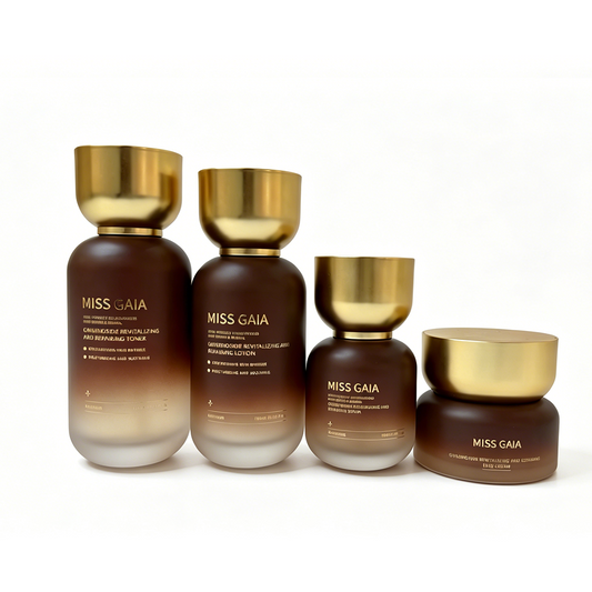 Wholesale custom luxury gradient brown cosmetic bottles and face cream jar samples