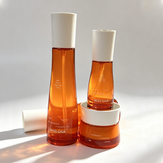 FDA compliant niacinamide serum and toner bottles stacked for skincare brand customization