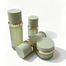 Custom anti-aging formulations packaged in green glass containers with 99.8 percent batch yield rate