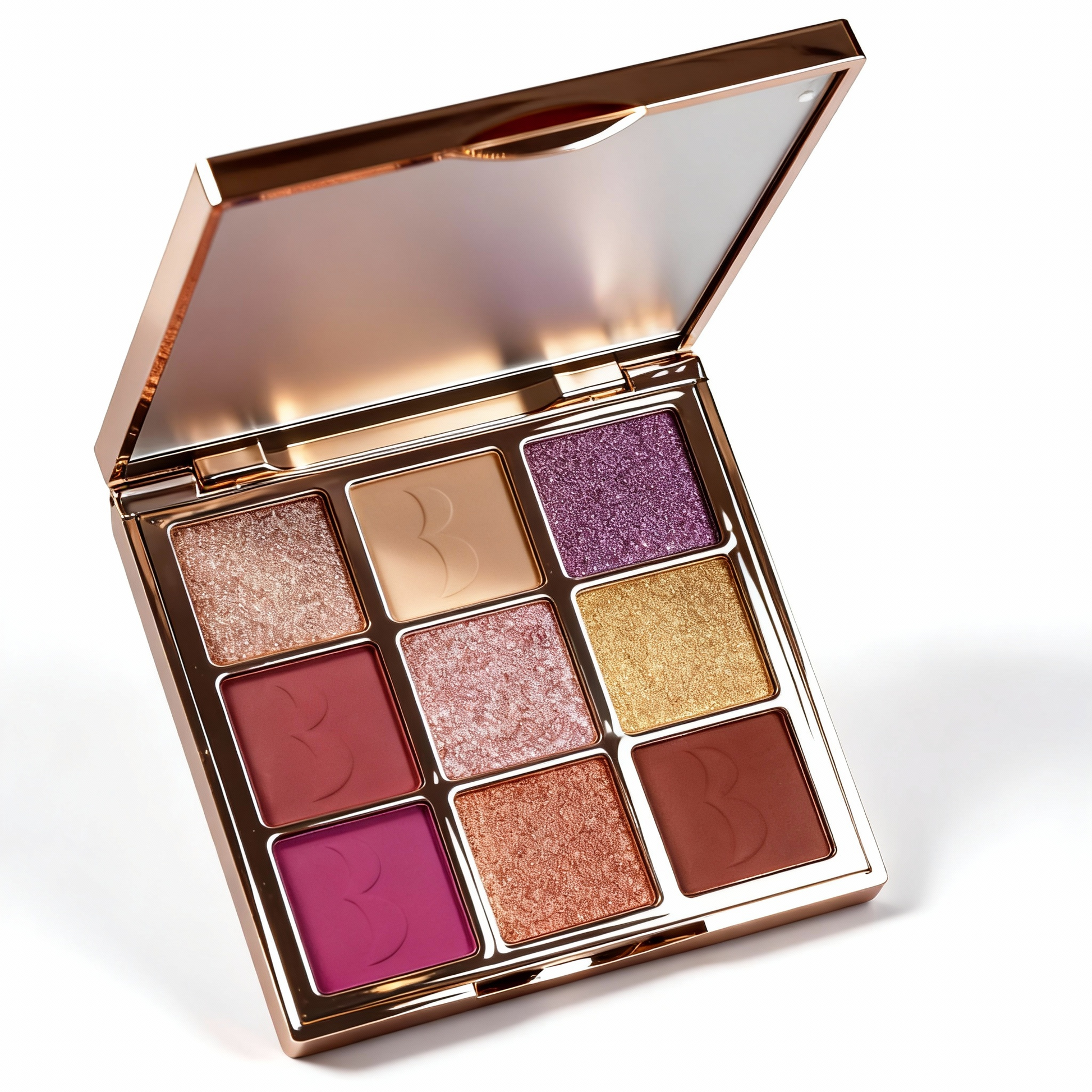 Metallic finish square 9-pan eyeshadow compact. Build your custom beauty brand with OEM supplier MCcosme.