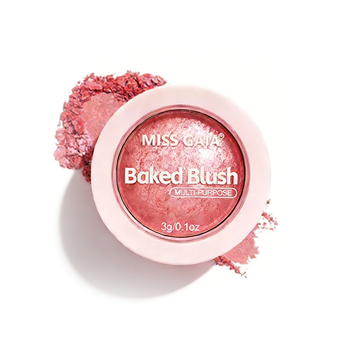 Mineral baked blush in rose shade with radiant glow finish, cruelty-free formula for custom makeup lines.