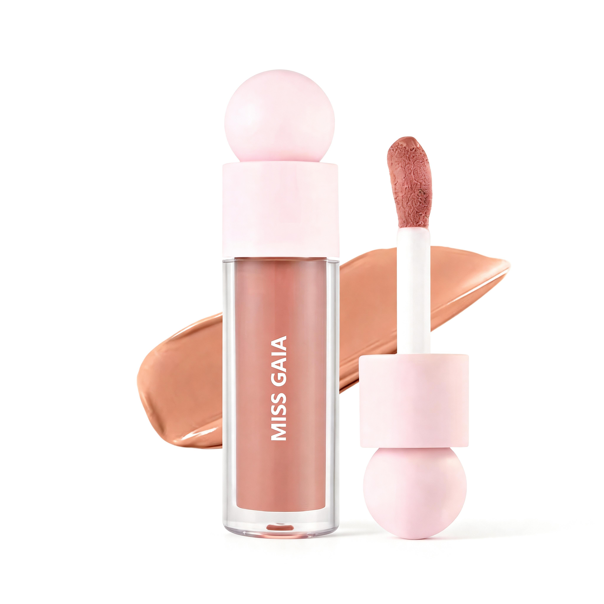 Nude brown liquid blush shade with soft matte finish, bulk manufacturing available for global cosmetic vendors.