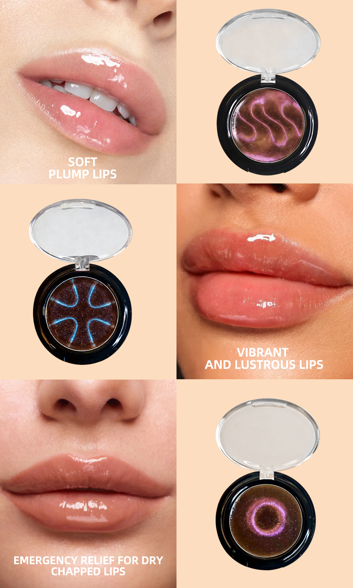 Plumping lip gloss pot before and after effect. Wholesale lip makeup solutions by OEM manufacturer MCcosme.