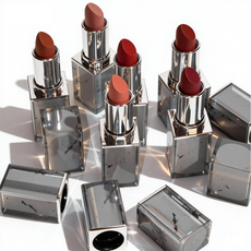Private label smoke grey square lipsticks with black ink splatter design. Custom makeup supplier MCcosme.