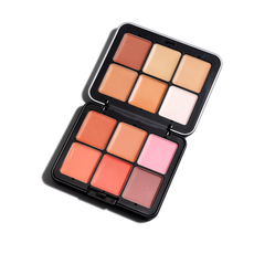 Rectangular 6 color cream blush compact packaging with sleek black design from MCcosme manufacturer.