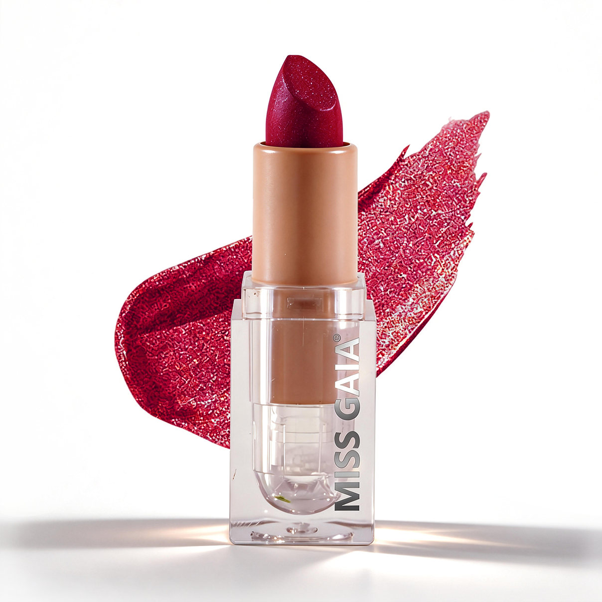 Ruby red diamond dust lipstick. Create your custom private label beauty brand with MCcosme.