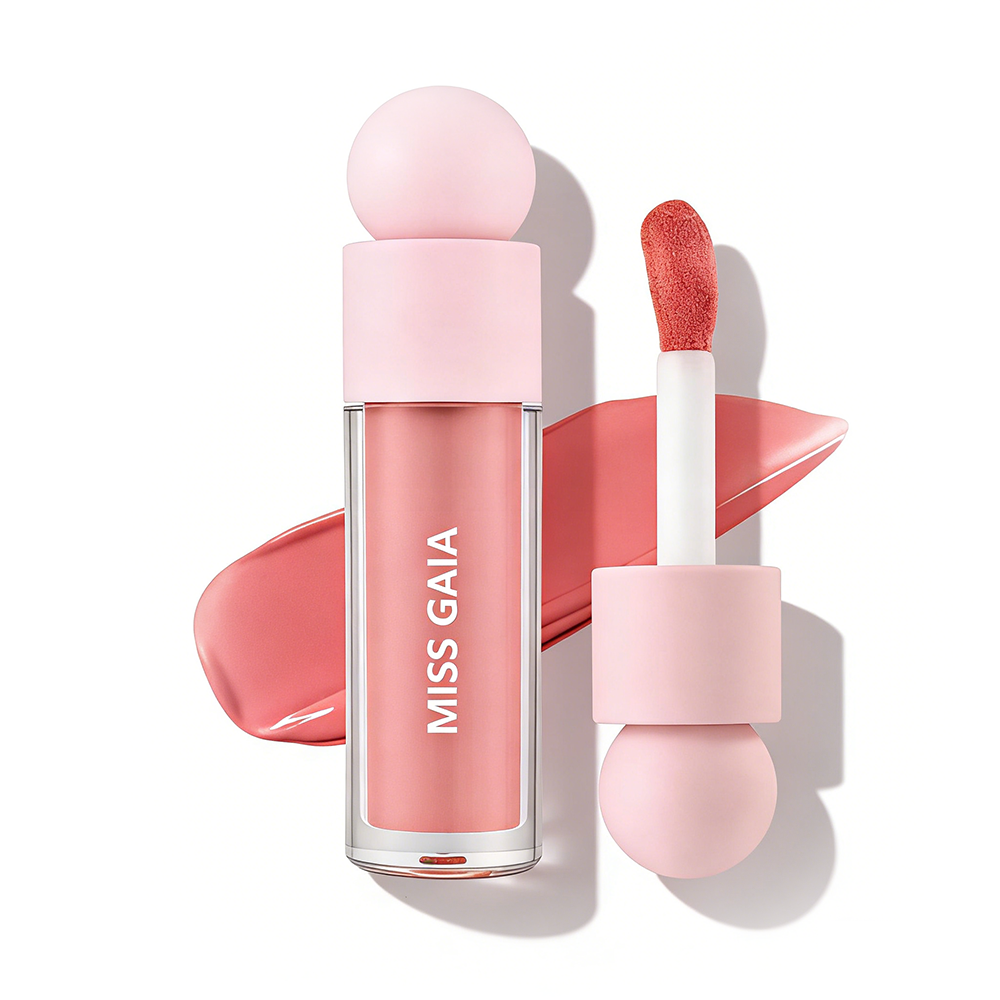Soft pink liquid blush with vegan and cruelty-free ingredients, safe formula for sensitive skin makeup lines.