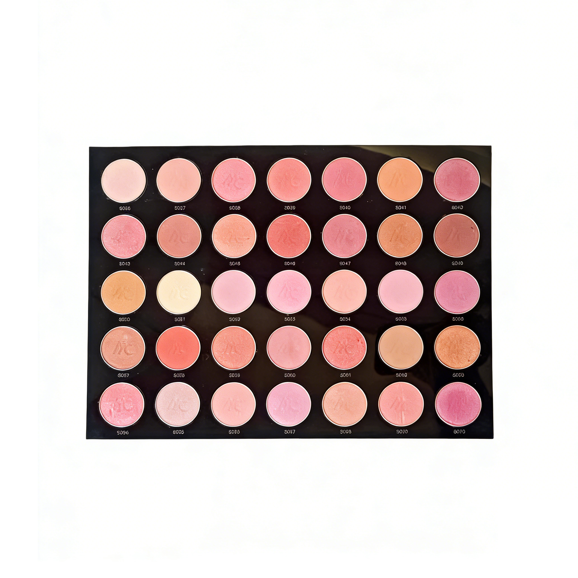 Wholesale 35 color professional blush shade library and color chart provided by MCcosme cosmetics supplier.
