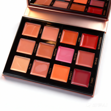 Wholesale creamy satin finish lipstick palette in warm tones manufactured by MCcosme factory.