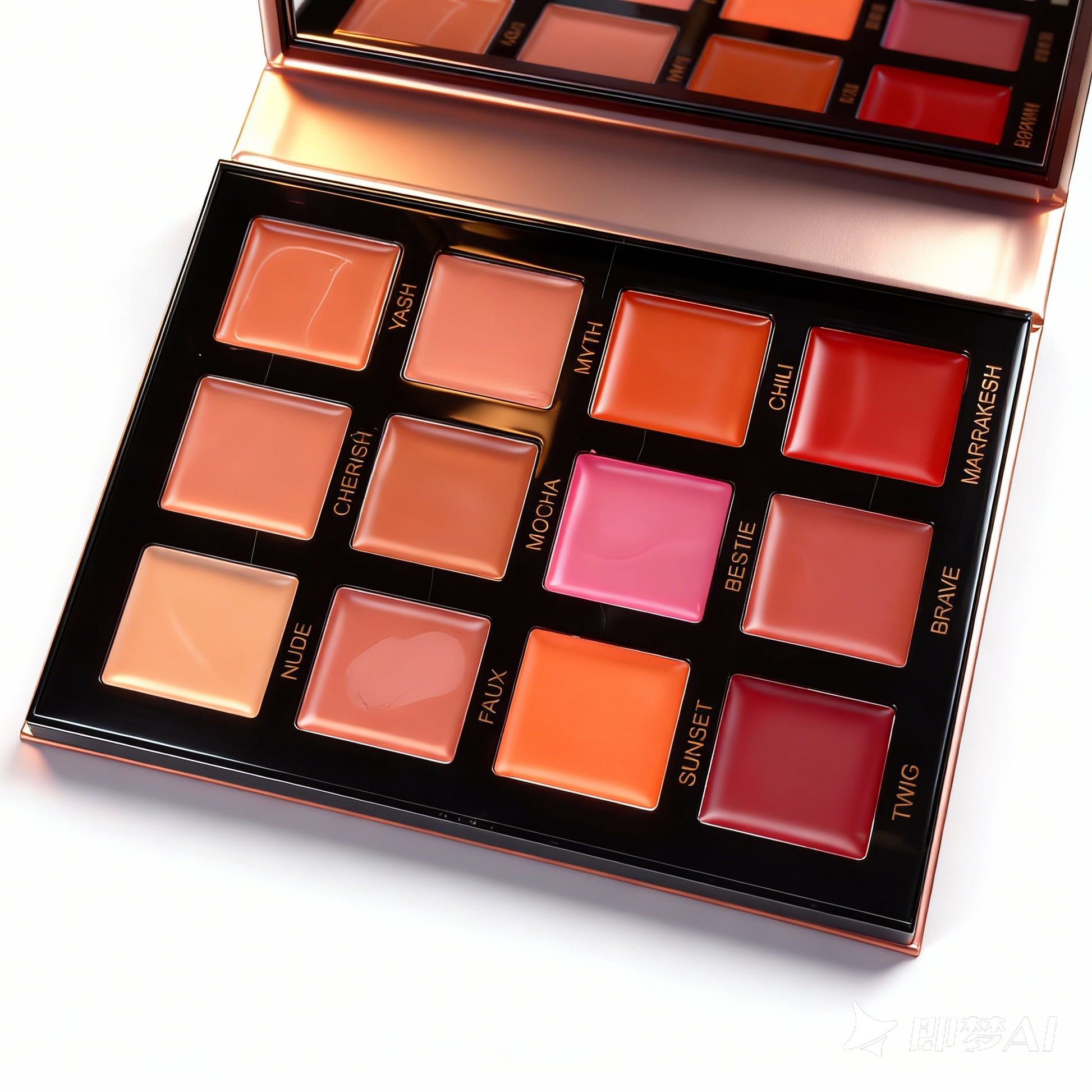 Wholesale creamy satin finish lipstick palette in warm tones manufactured by MCcosme factory.